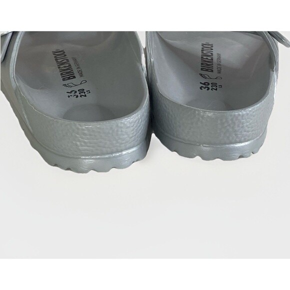 NWOT Birkenstock Gizeh Essentials EVA Sandals Size 36 Women’s 5 Metallic Silver - Picture 6 of 8